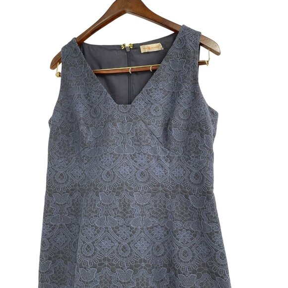 Tory Burch Womens Size 12 Lace Sleeveless Sheath Dress Navy Blue Formal Cocktail - Picture 2 of 8